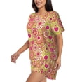 thumbnail image 2 of "Wukai Yellow Flowers Women's Pajama Set - Short-Sleeve Top and Shorts with Elastic Waistband and Pockets for Loungewear, Yoga, and Casual Wear-Medium, 2 of 8
