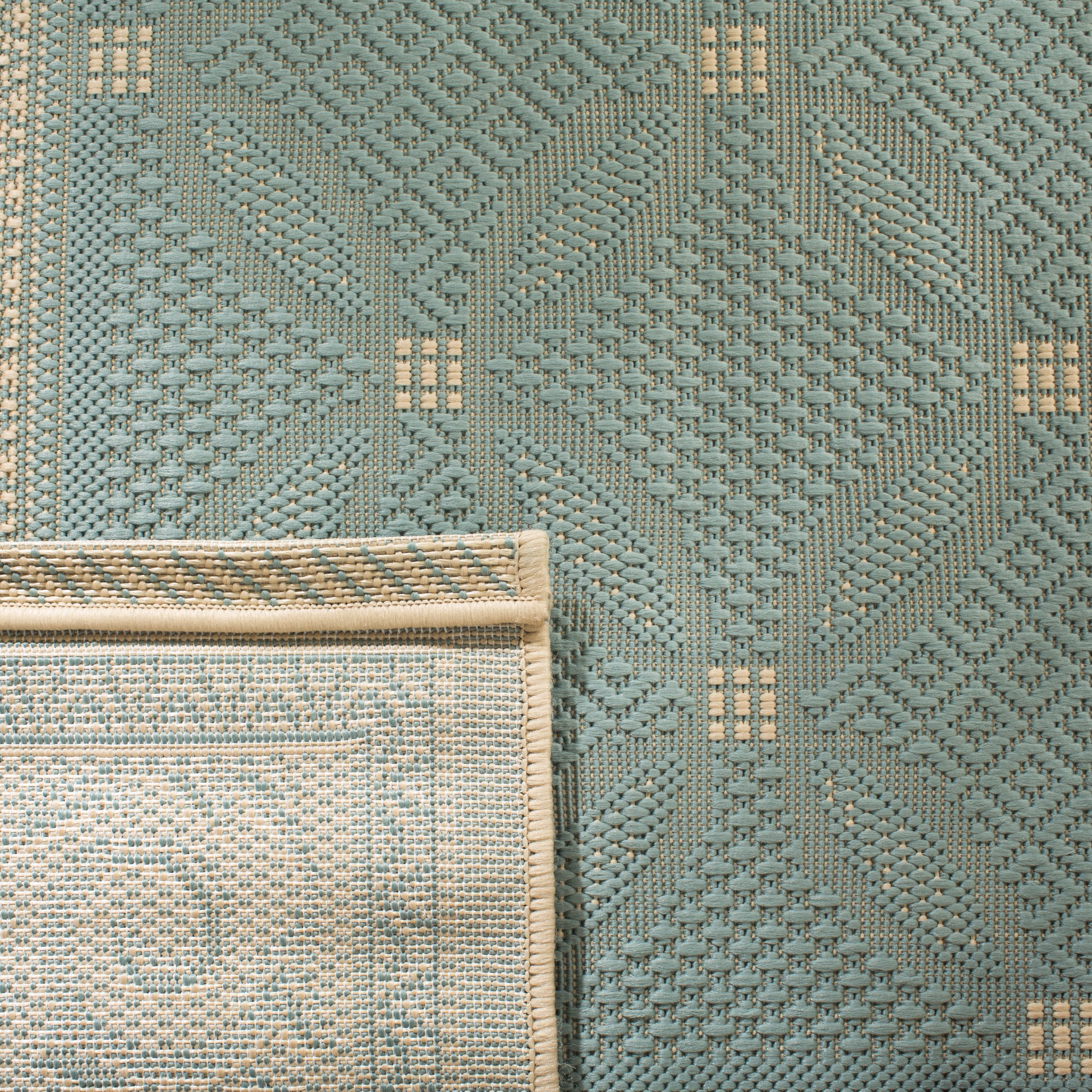 Safavieh Courtyard Cameron Geometric Indoor/Outdoor Area Rug, Aqua/Cream, 8' x 11'