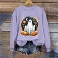 thumbnail image 5 of Frostluinai Women's Ghost Sweater Crweneck Sweatshirts Fall Holiday Pullover Top Halloween Long Sleeve Graphic Sweat Shirts, 5 of 6