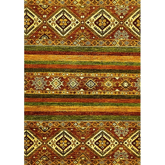 Ahgly Company Indoor Rectangle Abstract Yellow Modern Area Rugs, 2' x 4'