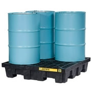 Justrite EcoPolyBlend Spill Control Pallet, 4-Drum, 73 gal Sump Capacity, Black (1 Unit)