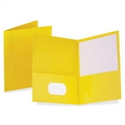 Oxford Twin Pocket Letter-size Folders Letter - 8 1/2" x 11" Sheet Size - 100 Sheet Capacity - 2 Internal Pocket(s) - Leatherette Paper - Yellow - Recycled - 25 / Box