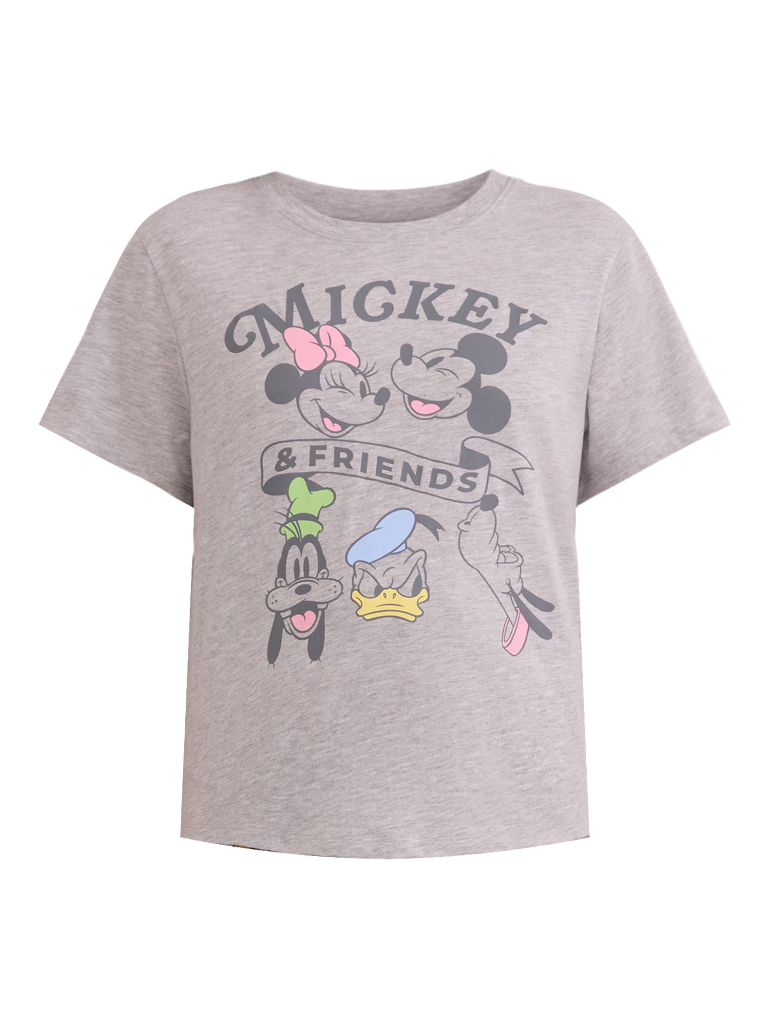 Mickey Mouse and Friends Women's Graphic Tee and Shorts Set, 2-Piece, Sizes XXS-XXL