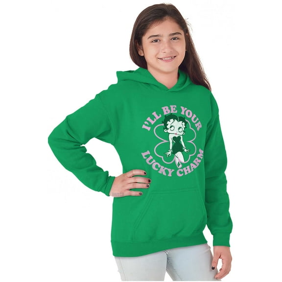 Betty Boop Saint Paddys Lucky Charm Kids Hoodie Sweatshirt Girls Teen Brisco Brands XS