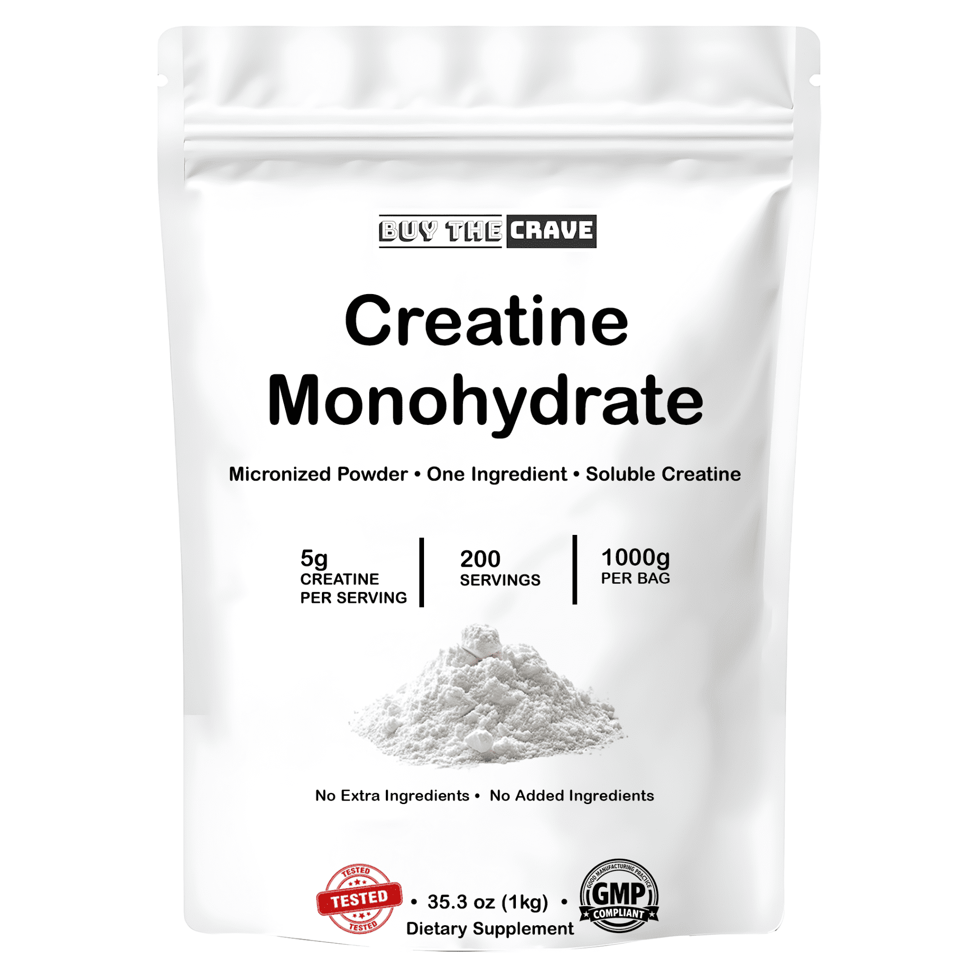 Ultra-Pure Micronized Creatine Monohydrate Powder - Maximize Strength, Power, and Muscle Growth - Unflavored, Gluten-Free (200 Servings, 1000g)