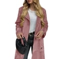 thumbnail image 4 of Spring Fall Long Sleeved Women Casual Faux Suede Coat Double Breasted Long Trench Coat with Belt, 4 of 7