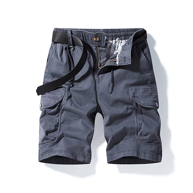 Puntoco Pantalones Cortos Cargo Para Hombre Pantalones Cortos Informales De Pierna Recta Con Cremallera Y Múltiples Bolsillos Ajustados (Cinturón No Incluido) Pantalones Cortos Gris M (34)