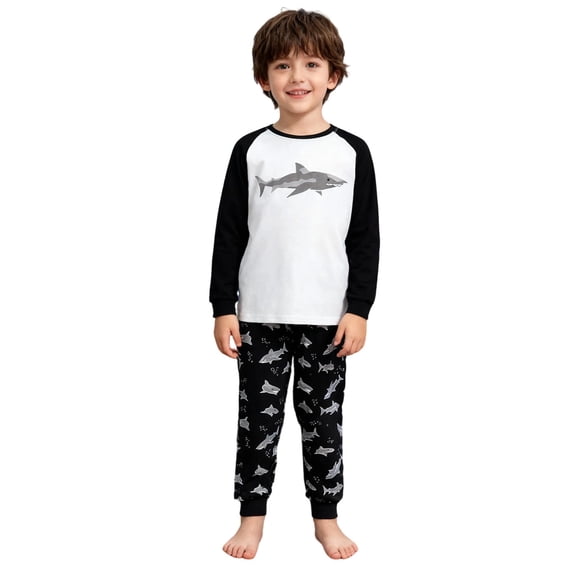 Afdoent Boys Pajamas Set Cozy Kids Cartoon Print Long Sleeve Top And Pants Two Piece Sleepwear For Boys Soft Nightwear Classic 4-5 Years