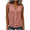 thumbnail image 2 of Noric Women's Sleeveless Button Up Tank Tops Summer V Neck Casual Solid Color Loose Fit Blouse, 2 of 6