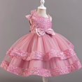 thumbnail image 5 of Girls' Dresses Children V Neck Solid Color Mesh Dress Stylish Cute Dresses Party Evening Wedding Princess Dress Size 3 Y-4 Y, 5 of 5