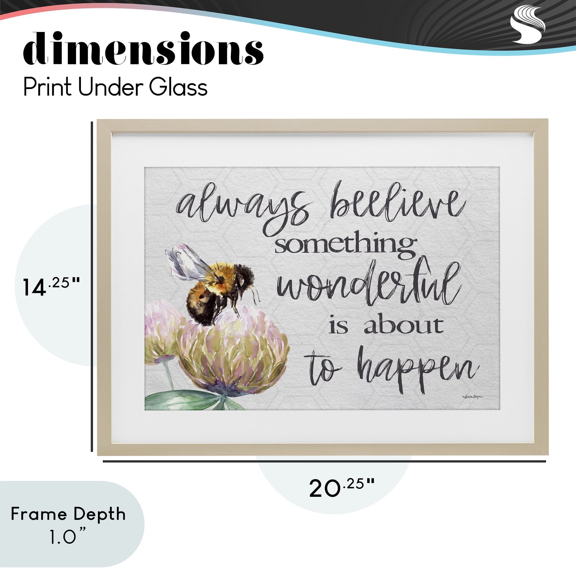 Stupell Industries Always Believe Something Wonderful Birch Framed Print Under Glass, design by Susie Boyer