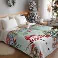 thumbnail image 3 of Winter Snowman Flannel Blanket for Bed,Travel and Camping, Christmas Tree Leaves Elk Flower Gradient Bronze Super Soft Cozy Blanket for All Seasons 40"x50", 3 of 9
