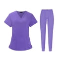 thumbnail image 2 of TISHITA Uniform Scrub Set Top and Pants Soft Multi Pocket Unisex V Neckline Stretch Work M, 2 of 8
