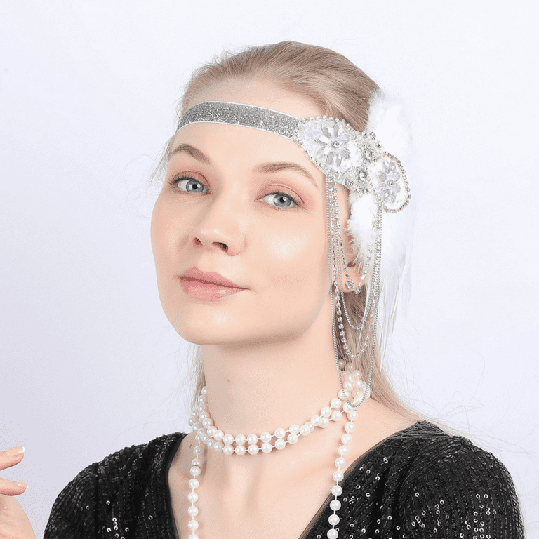 New Beaded Pearl Fishnet Face Cover Headband Vintage Wedding Veil