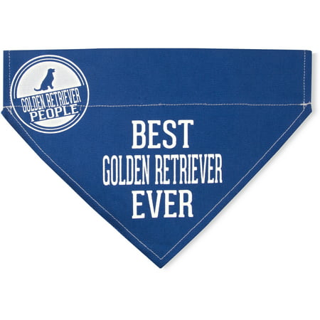 Pavilion - Best Golden Retriever Ever - Blue Canvas Large Dog Bandana Collar - 12