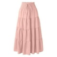 thumbnail image 4 of MIXUE Skirts For Women Summer Solid Color Elastic High Waist Boho Ruffle A Line Maxi Skirt Daily-Wear,Pink,XL, 4 of 8