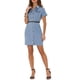 thumbnail image 1 of Vestido de camisa de mezclilla para mujer edición INSPIRE CHIC, con cuello, manga corta, cinturón y botones, talla XS, azul claro, 1 of 6