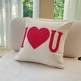 thumbnail image 6 of Soft Valentines Day Embroidered Heart Pillowcase - 45x45cm Cushion Cover Romantic Sofa Bed Decor Home Accent Thoughtful Gift for Couples Festive Decorative Pillow Cover, B, 1pc, 6 of 8