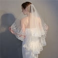 thumbnail image 2 of Velo de novia blanco, velos de boda cortos de encaje para mujer, velo de novia de tul suave de 2 capas con peine, capa de boda para novias, 2 of 5