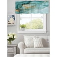 thumbnail image 3 of Curtain Valance for Windows,Teal Gradient Marble Gold Foil Kitchen Valances Rod Pocket Short Curtains,Abstract Ink Art Window Treatment Panel for Bedroom Bathroom 54"x18", 3 of 7