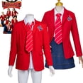 thumbnail image 2 of Disfraz de Rebelde para cosplay, uniforme escolar, disfraz de RBD Rebelde, camisa, chaqueta, falda, corbata, blazer rojo, traje para mujeres y hombres, 2 of 5