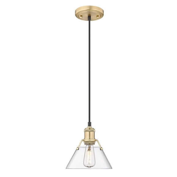 Yep by Golden Lighting Orwell 1-light 8in Pendant in Brushed Champagne Brass and Clear Glass