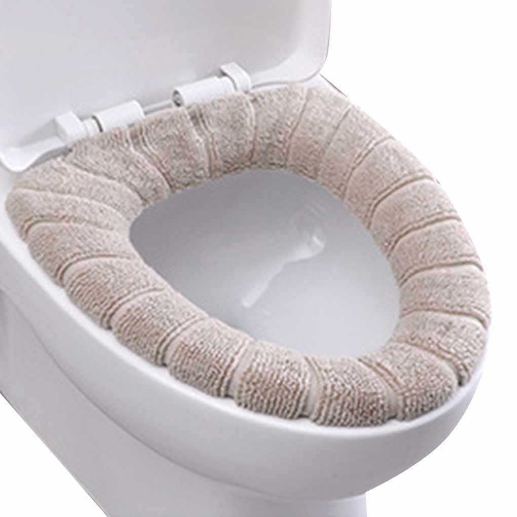 Soft O Shape Toilet Seat Lid Cover Mat Pad Washable Cloth Bathroom Closestool 