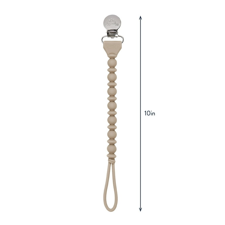 Itzy Ritzy Silicone Pacifier Clip with Beaded Strap in Toast