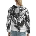 thumbnail image 7 of Uemuo Majestic Wolf Landscape Pattern Women's Hoodie with Eye-catching Drawstrings- Casual Pullover Hoodie with Kangaroo Pocket, Stylish Hooded Sweatshirt-Large, 7 of 7