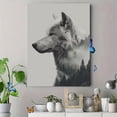 thumbnail image 4 of Black White Wolf Forest Landscape Canvas Print, Minimal Rustic Fantasy Nature Home Wall Decor Art, 4 of 8