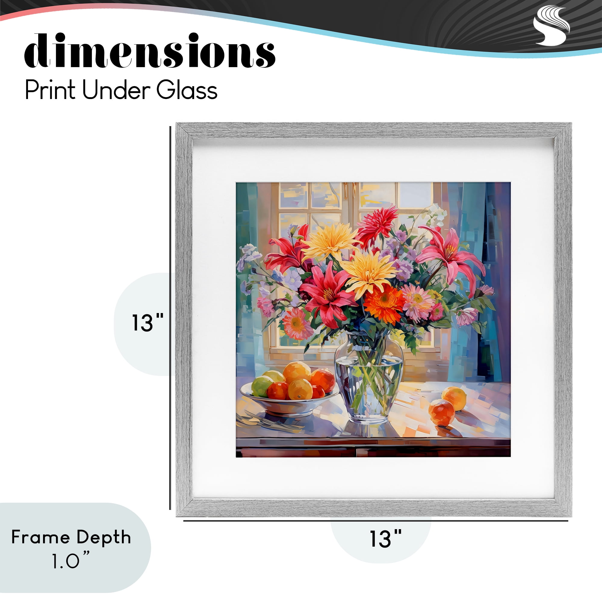 Stupell Industries Summer Flowers & Fruit Gray Framed Print Under Glass, design by Creative Studio