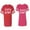 Men Red / Women Pink, variant on Papa Mama BearUnisex Couple Matching Cotton Jersey style T-Shirt Contrasting stripes on sleeves (Men Red / Women Black) (Men S / Women S)