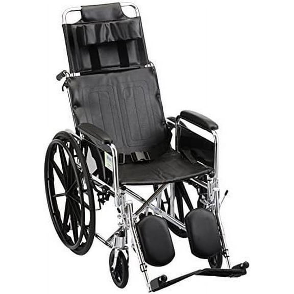 Nova Medical 18" Recliner Wheelchair - Full Arms and Elevating Legrest - 6180S