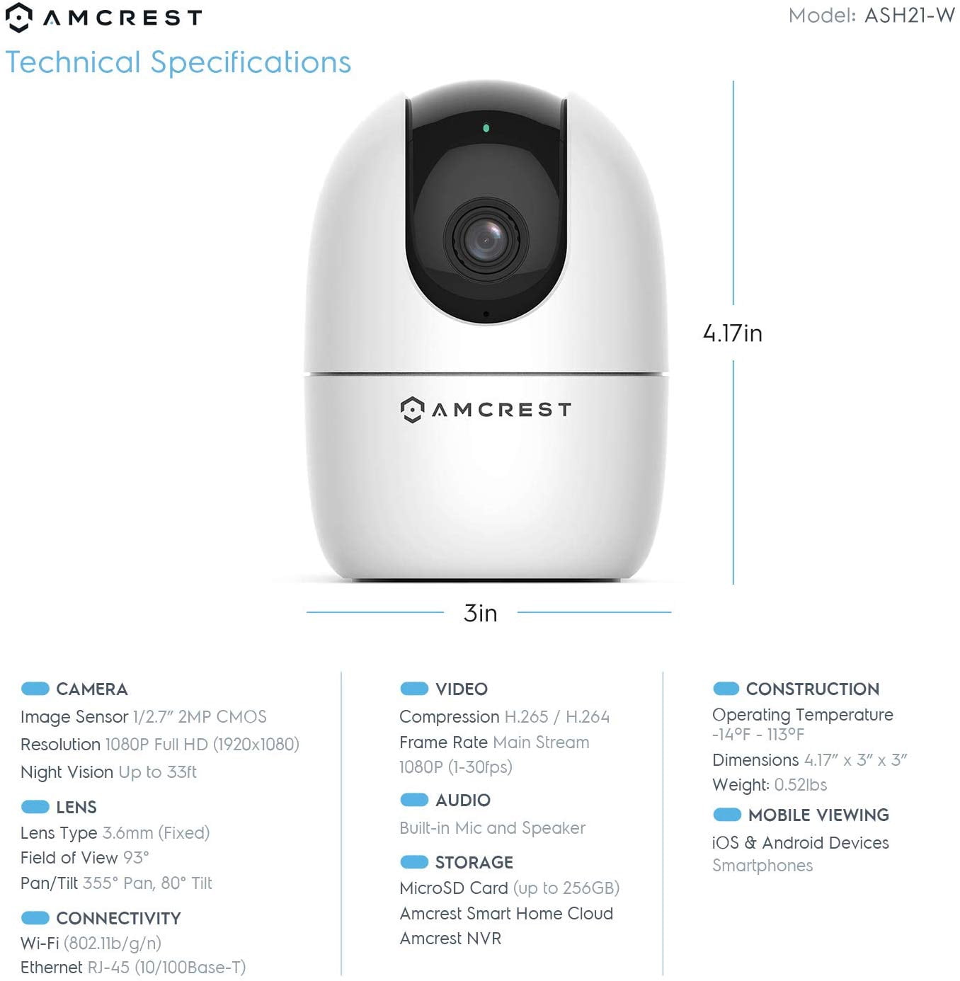 Amcrest 1080P WiFi Camera Indoor, Nanny Cam, Dog Camera, Sound & Baby Monitor, Human & Pet Detection, Motion-Tracking, w/ 2-Way Audio, Phone App, Pan/Tilt Wireless IP Camera, Night Vision, Smart Home