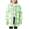 thumbnail image 3 of MKOSPLRT Girls Winter Fleece Jacket Warm Thicken Sherpa Coat Plaid Fuzzy Shacket Lapel Collar Outerwear with Pocket 4-15 Years, 3 of 8