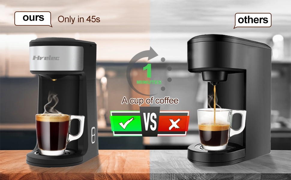 2-Way Single Serve Coffee Maker Brewer for K Cup Capsule and Ground Coffee,  Mini Coffee Machine with Self-Cleaning Function and 8-14 Oz Brew Size