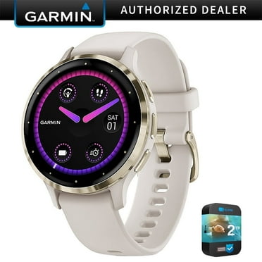 Garmin 010-02785-04 Venu 3S Health Fitness GPS Smartwatch Gold Steel Bezel with Ivory Case 41mm Bundle with 2 YR CPS Enhanced Protection Pack