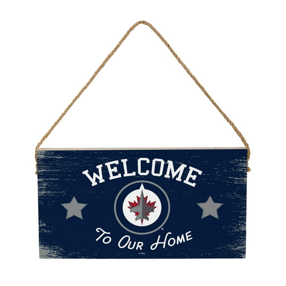 Winnipeg Jets 6" x 11" Welcome Home Wood Wall Sign with Rope Hanger