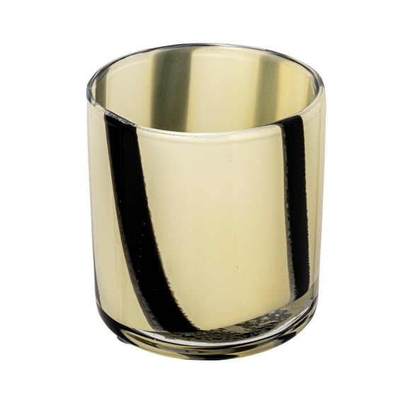Bloomingville Round Glass Candle Holder/Vase with Stripes, Cream and Black