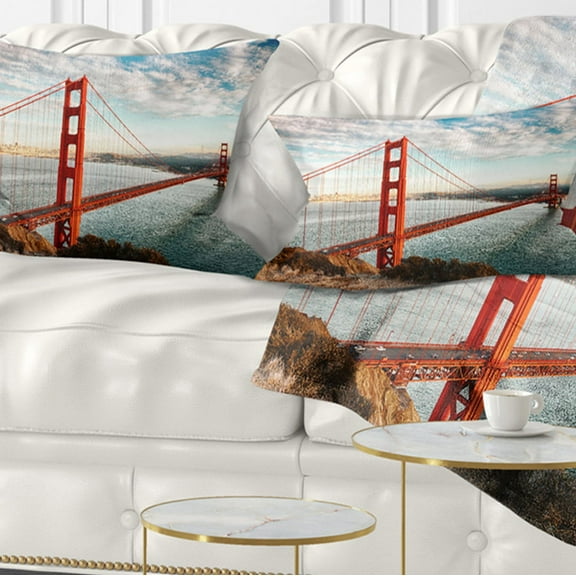 Designart 12" x 20" Blue Polyester Throw Pillow