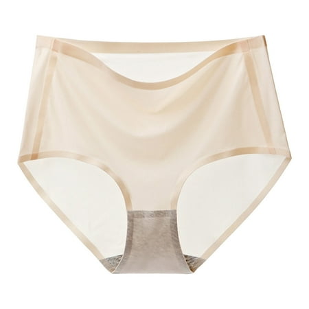 TIHLMK Panties for Women Women Underwear Seamless Ultra-Thin Non-Marking Ice Silk Seamless Underwear Women s Mesh Breathable Cotton Underwear Gifts for Women Beige Underwear