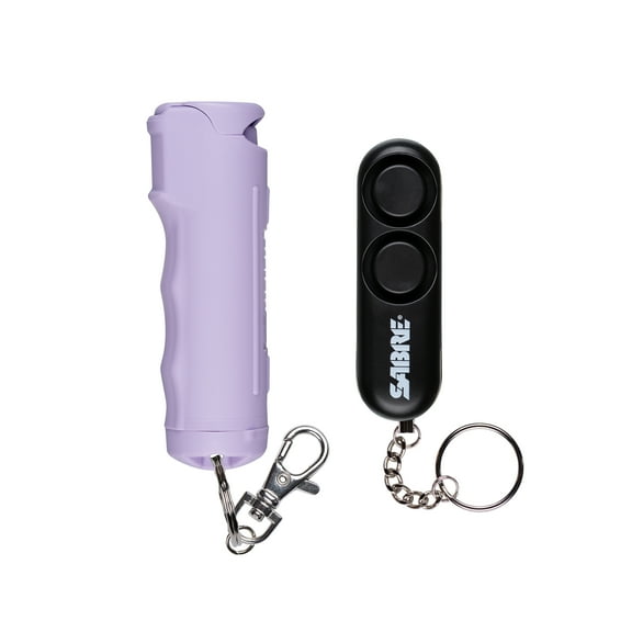 SABRE Pepper Gel & Personal Alarm Kit, Snap Clip and Key Ring for Easy Access, Lavender and Black, 1 Ct, Pocket Pepper Sprays