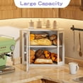 thumbnail image 2 of wedfghjk Corner Bread box for Kitchen Countertop,Farmhouse Bread Box with Acrylic Wavy Door Panel,Large Bread box for kitchen countertop,Kitchen Countertop Food Storage Container (White, Meduim), 2 of 14