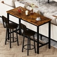 thumbnail image 2 of MOOSENG Bar Table Set of 2, Bistro Kitchen Table Sets with 2 PU Leather Bar Stools, Wood Pub Bar Table Set for Breakfast Nook Small Space Restaurant, Rectangular Table, 2 of 8
