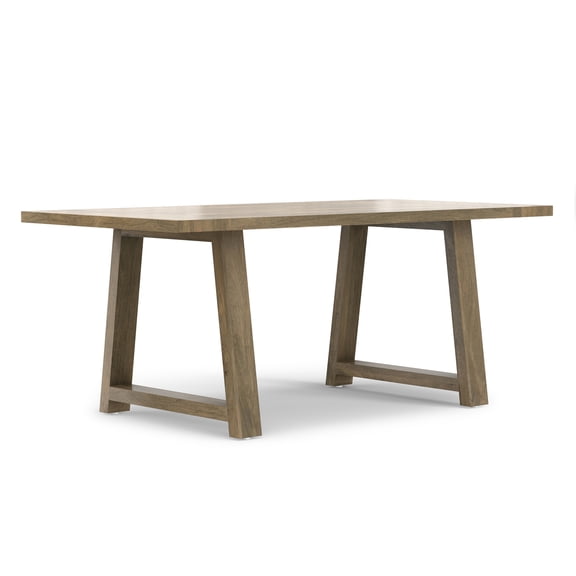 Simpli Home Whitley 72 inch Wide Solid Mango Farmhouse Dining Table in Grey Wash