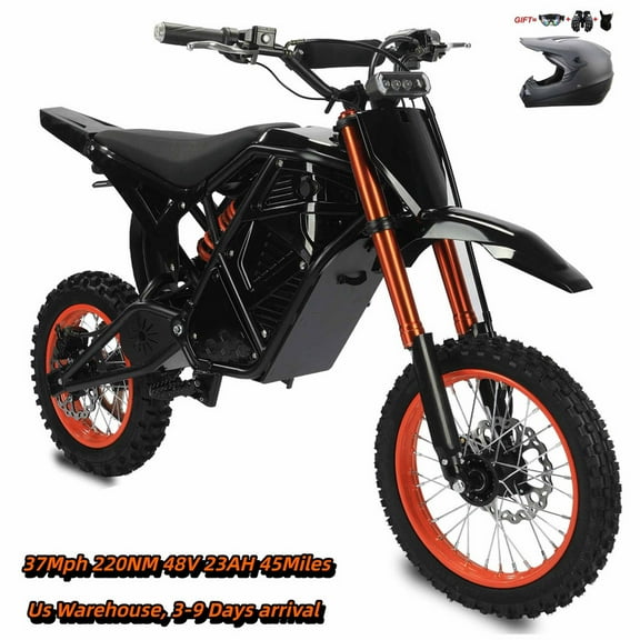 37MPH Electric Dirt Bike for Teens Adults,48V23AH Electric Motorcycle with 14"/12" Fat Tire Ebike,2000W(Peak)Dual Hydraulic Brakes Mountain Off-Road Ebike for Ages 13+