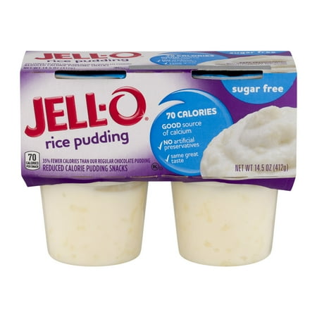 Jell-O Sugar-Free Rice Pudding Snack, 3.625 Oz., 4 Count - Walmart.com