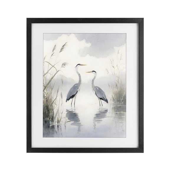 Stupell Industries Rustic Lodge Serene Wetlands Heron Reflections Black Framed Print Under Glass, 13 x 16, by Creative Studio