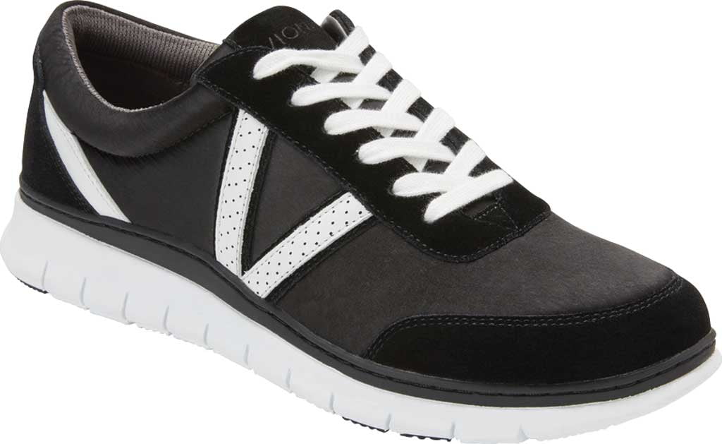 Women's Vionic Nana Lace Up Sneaker Black Satin/Suede 8 - Walmart.com