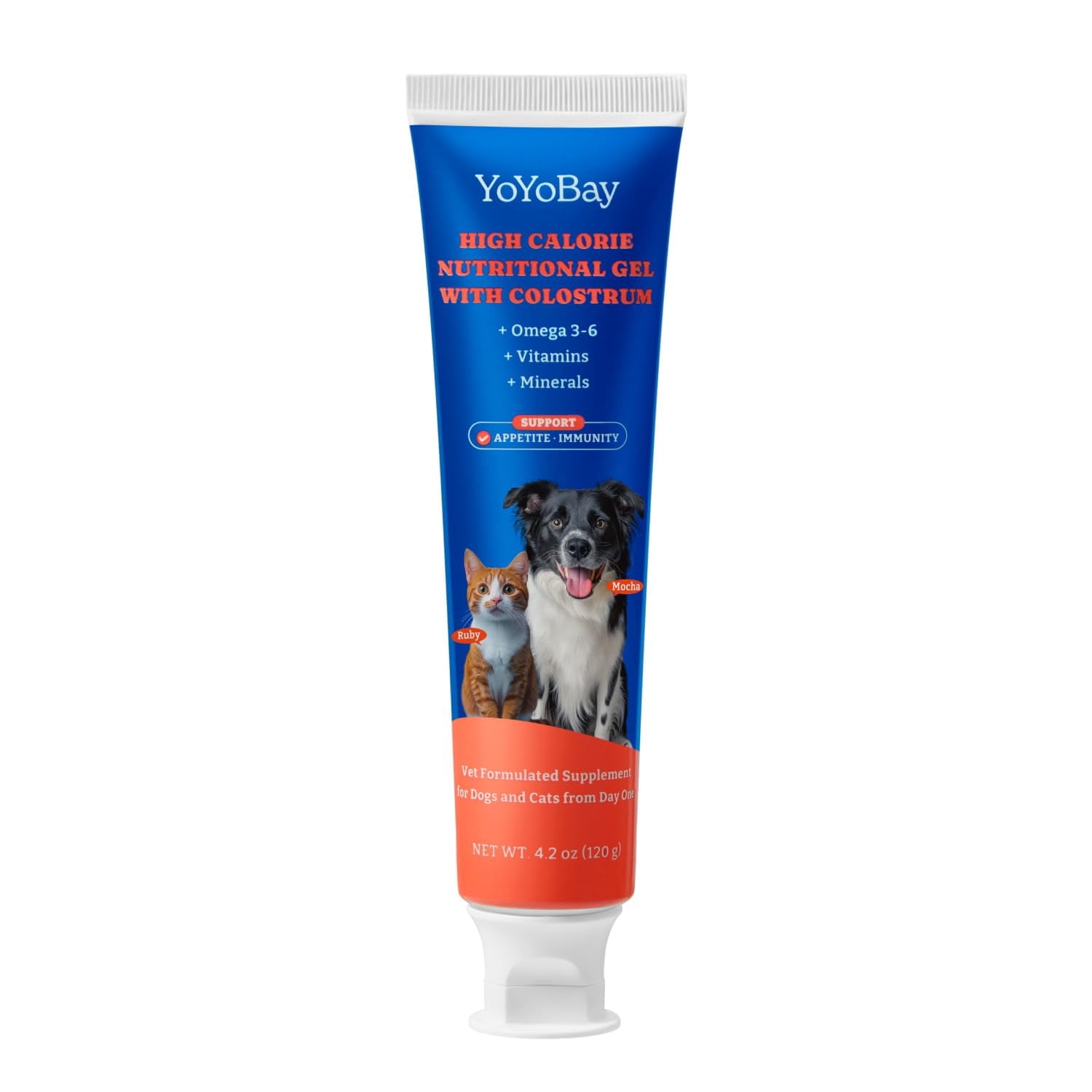 YoYoBay Bovine Colostrum Nutritional Gel for Dog & Cat - High Calorie Supplement for Dogs and Cats, Support Appetite for Cat, Immune Support, Dog Weight Gainer, Senior Dogs Cats Supplement